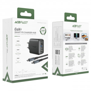 Зарядно за стена ACEFAST 2в1 GaN 65W USB Type A / USB Type C / HDMI 4K @ 60Hz + кабел USB Type C към USB Type C (A17) бяло - Img 9