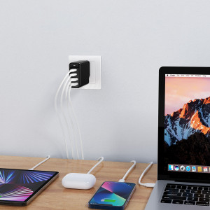 Зарядно за стена CHOETECH GaN 140W 2x USB Type A / 2x USB Type C (PD6005) черно - Img 3
