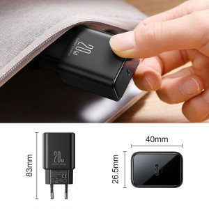 Зарядно за стена JOYROOM JR-TCF06 20W USB Type C Power Delivery + кабел USB Type C към Lightning черно - Img 4