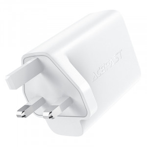 Зарядно за стена (UK стандарт) ACEFAST GaN 50W 2x USB Type C PPS PD Q3 3.0 AFC FCP (A32) бяло - Img 2