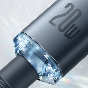 Кабел за зареждане и данни BASEUS Crystal Shine USB Type C към Lightning с бързо зареждане 20W 2m (CAJY000303) син - Img 12