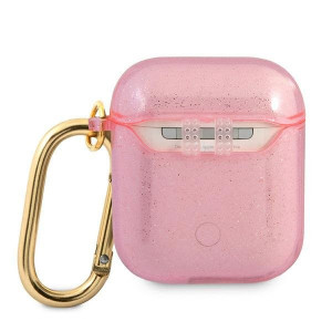 Оригинален калъф за слушалки GUESS Glitter GUA2UCG4GP - AirPods 1 / 2 розов - Img 2