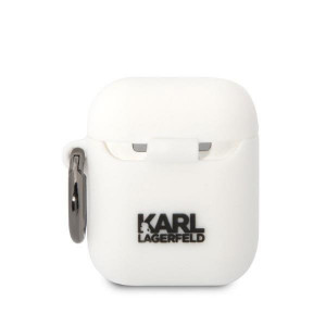 Оригинален калъф за слушалки Karl LAGERFELD Silicone Karl Head 3D KLA2RUNIKH - AirPods 1 / 2 бял - Img 2