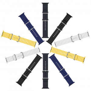 Силиконова каишка Dux Ducis OceanWave - Apple Watch 45mm Series 9 / 45mm Series 8 / 45mm Series 7 / 44mm SЕ (2nd gen) / 44mm SE / 44mm Series 6 / 44mm Series 5 / 44mm Series 4 / 42mm Series 3 / 42mm Series 2 черен - Img 3