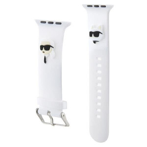 Силиконова каишка Karl lagerfeld 3D Rubber Karl & Choupette Heads strap - Apple Watch 41mm Series 9 / 41mm Series 8 / 41mm Series 7 / 40mm Series 6 / 40mm SE / 40mm Series 5 / 40mm Series 4 / 38mm Series 3 / 38mm Series 2 / 38mm (1st gen) бял - Img 3