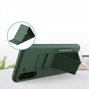 Силиконов гръб със стойка WOZINSKY Kickstand - Samsung Galaxy S21+ 5G черен - Img 4