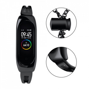 Стоманена каишка Steel - Xiaomi Mi Band 3 / Band 4 / Band 5 / Band 6 черен - Img 7