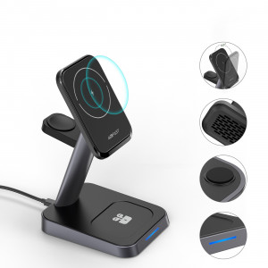 Безжично зарядно със стойка ACEFAST Qi 15W за iPhone (поддържа Magsafe), Apple Watch и AirPods (E3) черно - Img 10