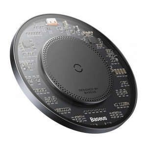 Безжично зарядно BASEUS BS-W530 15W + кабел USB Type C 24W 1m черно - Img 1
