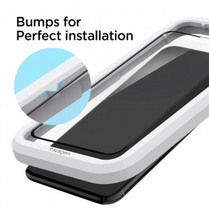 Закален стъклен протектор SPIGEN Align Master FC с инструмент за поставяне - iPhone 11 / XR с черна рамка - Img 4