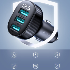 Зарядно за кола JOYROOM JR-CCD03 17W 3.4A 3x USB Type A с LED дисплей черно - Img 14