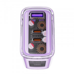 Зарядно за стена ACEFAST GaN 65W USB Type A / 2x USB Type C (A45) лилаво - Img 5