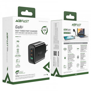 Зарядно за стена ACEFAST GaN 65W USB Type A / 2x USB Type C PPS PD QC4.0+ (A41) черно - Img 9