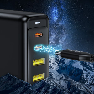 Зарядно за стена CHOETECH GaN 140W 2x USB Type A / 2x USB Type C (PD6005) черно - Img 4