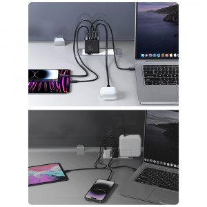 Зарядно за стена JOYROOM GaN 67W 2x USB Type A / 2x USB Type C черен (TCG02) + кабел USB Type C към USB Type C 100W 1.2m черно - Img 18