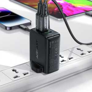 Зарядно за стена (UK стандарт) ACEFAST GaN 65W USB Type A / 2x USB Type C PD (A44) бяло - Img 5