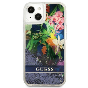 Оригинален гръб GUESS Flower Liquid Glitter GUHCP13SLFLSB - iPhone 13 mini син - Img 4