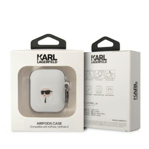 Оригинален калъф за слушалки Karl LAGERFELD Silicone Karl Head 3D KLA2RUNIKH - AirPods 1 / 2 бял - Img 3