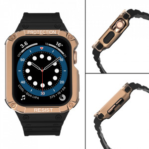 Подсилен калъф за корпус с каишка Protect - Apple Watch 45mm Series 9 / 45mm Series 8 / 45mm Series 7 / 44mm SЕ (2nd gen) / 44mm SE / 44mm Series 6 / 44mm Series 5 / 44mm Series 4 / 42mm Series 3 / 42mm Series 2 черен - Img 4