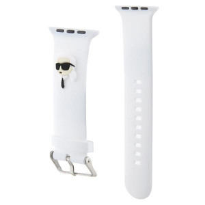 Силиконова каишка Karl lagerfeld 3D Rubber Karl Head strap - Apple Watch 41mm Series 9 / 41mm Series 8 / 41mm Series 7 / 40mm Series 6 / 40mm SE / 40mm Series 5 / 40mm Series 4 / 38mm Series 3 / 38mm Series 2 / 38mm (1st gen) бял - Img 3