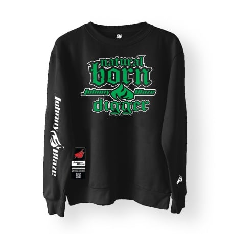Johnny Blaze PREMIUM Sweatshirt  -  Natural Born Digger   [ Green White / Glow in the Dark ]  Edition 4