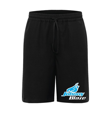Johnny Blaze Shorts / Bermuda -  Classic Big JB & Famous Flame  [ Black Baby Blue / Glow in the Dark ]  Edition 4