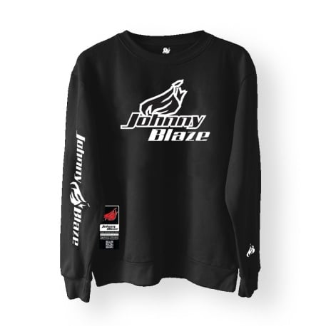 Johnny Blaze PREMIUM Sweatshirt  -  Classic Big JB & Famous Flame  [ Black White / Glow in the Dark ]  Edition 4