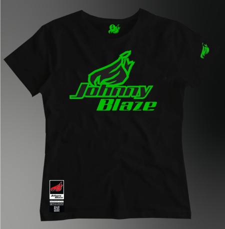 Johnny Blaze Girl T-shirt - Classic Big JB & Famous Flame Johnny Blaze Girl T-shirt - Classic Big JB & Famous Flame