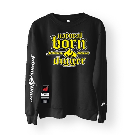 Johnny Blaze PREMIUM Sweatshirt  -  Natural Born Digger   [ Yellow White / Glow in the Dark ]  Edition 4
