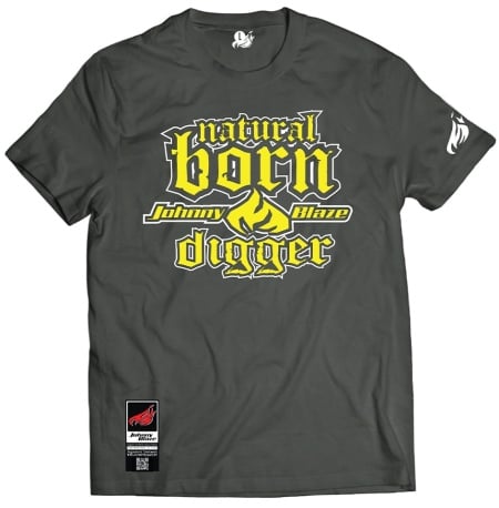 Johnny Blaze T-shirt -  Natural Born Digger   [ Grey Yellow White / Glow in the Dark ]  Edition 4