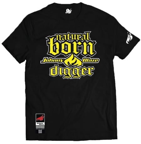 Johnny Blaze T-shirt -  Natural Born Digger   [ Yellow White / Glow in the Dark ]  Edition 4