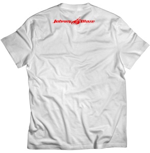 Johnny Blaze T-shirt - Old School is Back Red White   Glow in the Dark Edition back