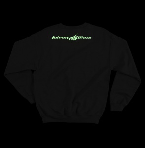 Phosphorescent Johnny Blaze Heavy Sweatshirt - Invader Alien One Yellow Black   Glow in the Dark - back