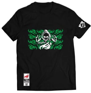 Johnny Blaze T-shirt - Invader Alien Three - Green Black  Glow in the Dark -  Edition 2 - front