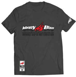 Johnny Blaze T-shirt - Mumble rap is not evolution  Grey Black    Edition 2 - front