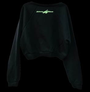 Phosphorescent Johnny Blaze Girl Sweatshirt Belly Button Style BIG Chipped Flame Yellow Black back