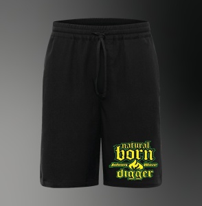 natural born digger shorts, urban shorts, streetwear shorts, glow in the dark shorts