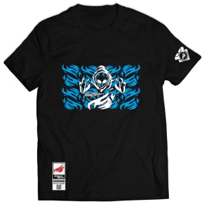 Johnny Blaze T-shirt - Invader Alien Three Blue Black  - front