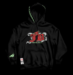 Phosphorescent Johnny Blaze Hoodie  - Old School is Back Red Black Glow in the Dark   Edition 2 front
