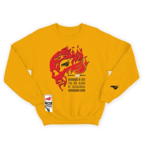 Bluza Heavy Johnny Blaze - For the Glory of Old School Sound - JB Flame Skull [ Yellow Red ] front