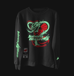 Streetwear Johnny Blaze PREMIUM Sweatshirt - Don't mess with me  [ Black Red / Glow in the Dark  ]  Edition 3 Night Version