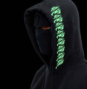 Phosphorescent Johnny Blaze Hoodie  - Old School is Back Red Black Glow in the Dark   Edition 2 side