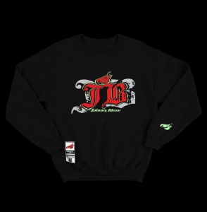 Phosphorescent Johnny Blaze Heavy Sweatshirt - Old School is Back Red Black  Edition 2 - front