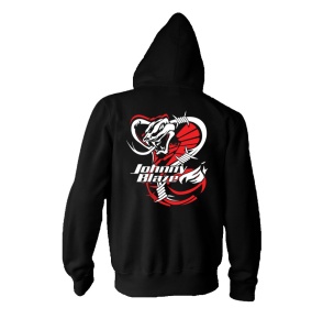 Back Zipped Hoodie Johnny Blaze - Don't mess with me  [ Black Red / Glow in the Dark  ]  Editia 3