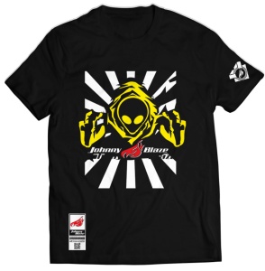 Johnny Blaze T-shirt - Invader Alien Two Yellow Black Glow in the Dark Edition 2 - front