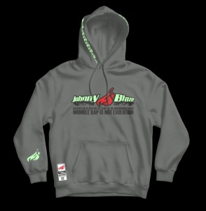 Phosphor Johnny Blaze Hoodie - Mumble rap is not evolution Black Grey   Glow in the Dark