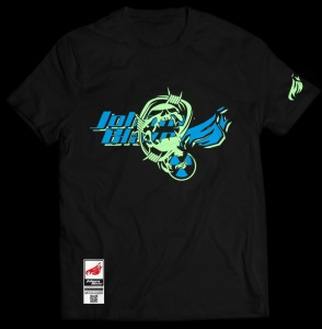 Phosphorescent Johnny Blaze T-shirt  - JB Skull and Flames Blue Black Edition 2 - front