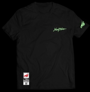 Phosphorescent Johnny Blaze T-shirt - JB Zero Zero White Black   Glow in the Dark Edition 2 front