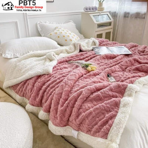Patura dubla cocolino tip tricotaj, cu model in relief, blanita ecologica, Family Design, PBT5, 200X230 cm, 3 kg