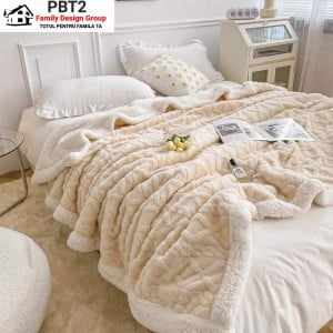 Patura dubla cocolino tip tricotaj, cu model in relief, blanita ecologica, Family Design, PBT2, 200X230 cm, 3 kg
